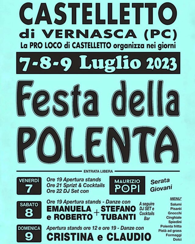 Festa della polenta di Castelletto di Vernasca - locandina