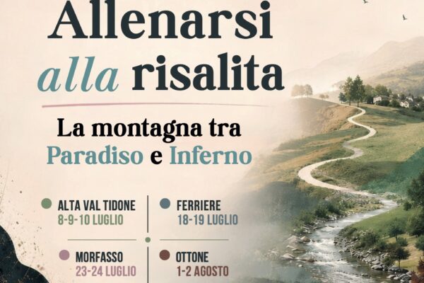 Locandina di Fol in Fest 2026 a Morfasso in Alta Val d'Arda dedicata al tema "Allenarsi alla risalita. La montagna tra Paradiso e Inferno".